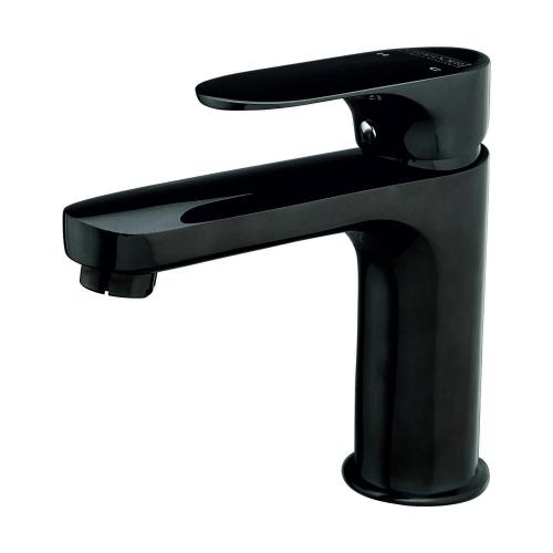 Single Liver Basin Mixer with 450mm Long SS Braided Hose Black